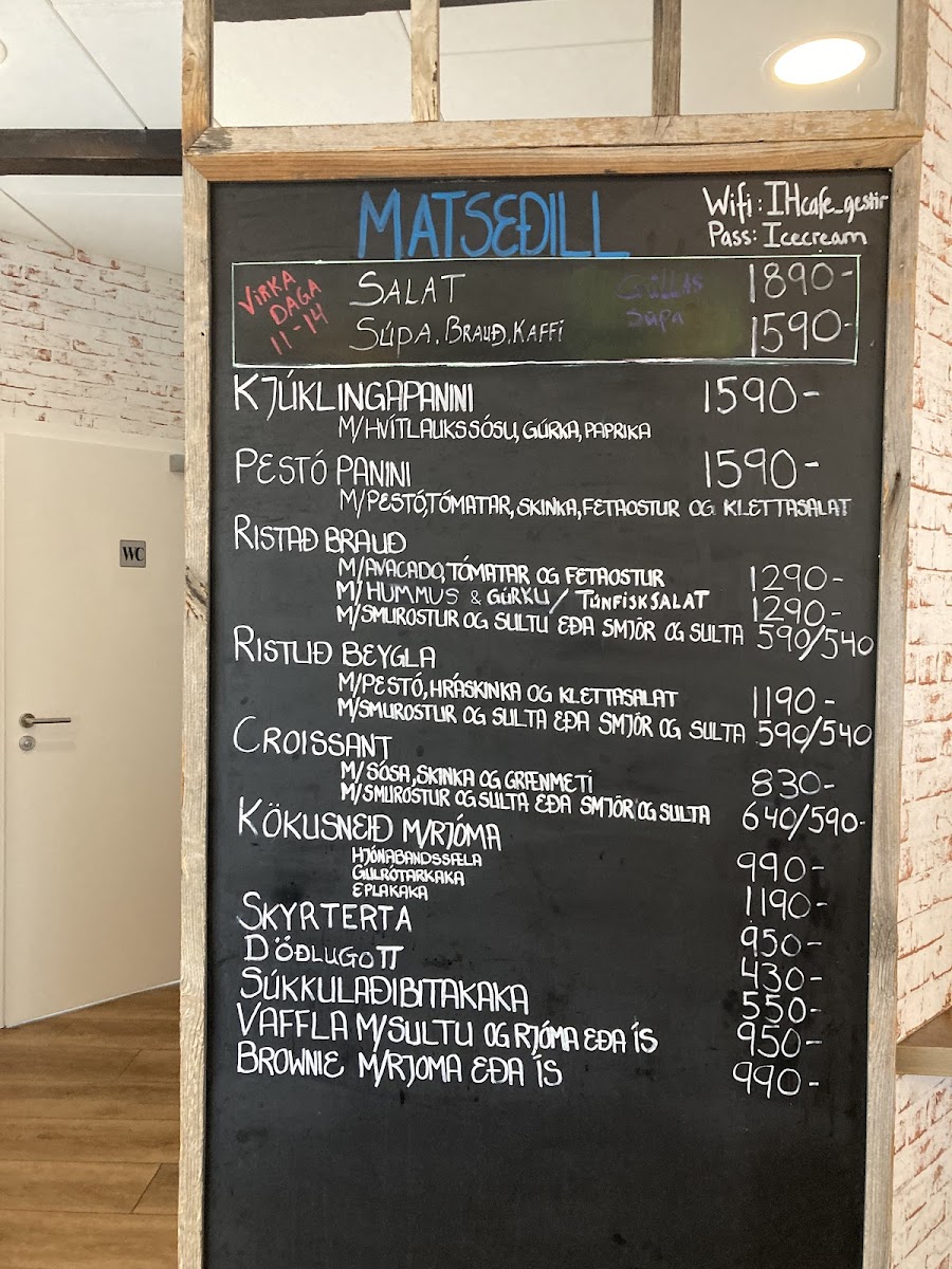 Menu board at Arna